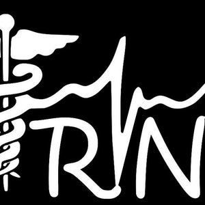 HavenSticks -Registered Nurse -(2 Set) RN Caduceus Lifeline Heart Decal Vinyl Sticker Graphics for Cars Trucks SUV -| Blanc|7,5 X 4,1 pouces