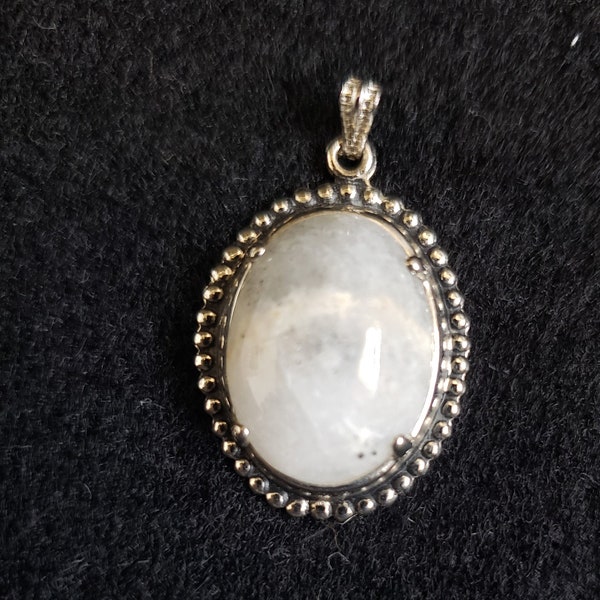 Sterling Silver Oval Pendant by L.S.P Co with Grey Quartz Cabochon Stone