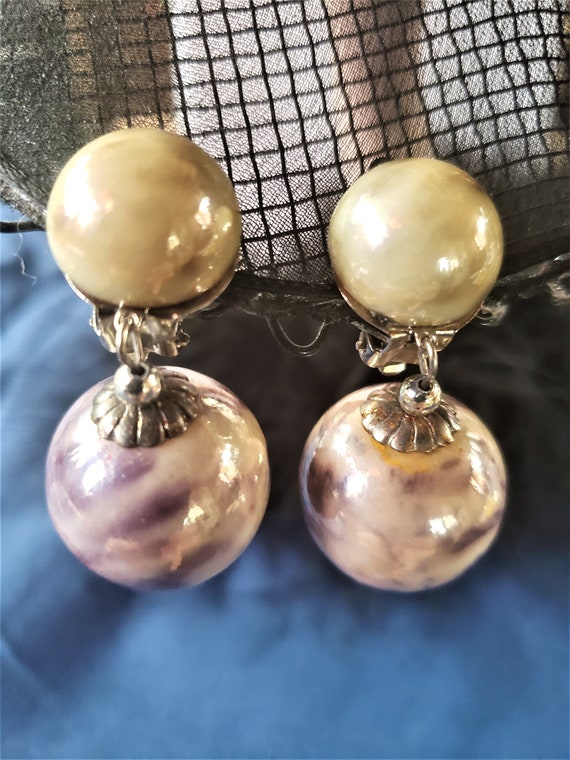 Vintage Gorgeous Clip on Earrings; Double Ball Po… - image 3
