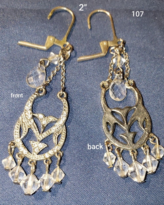 Glittery dangly vintage earrings - image 3