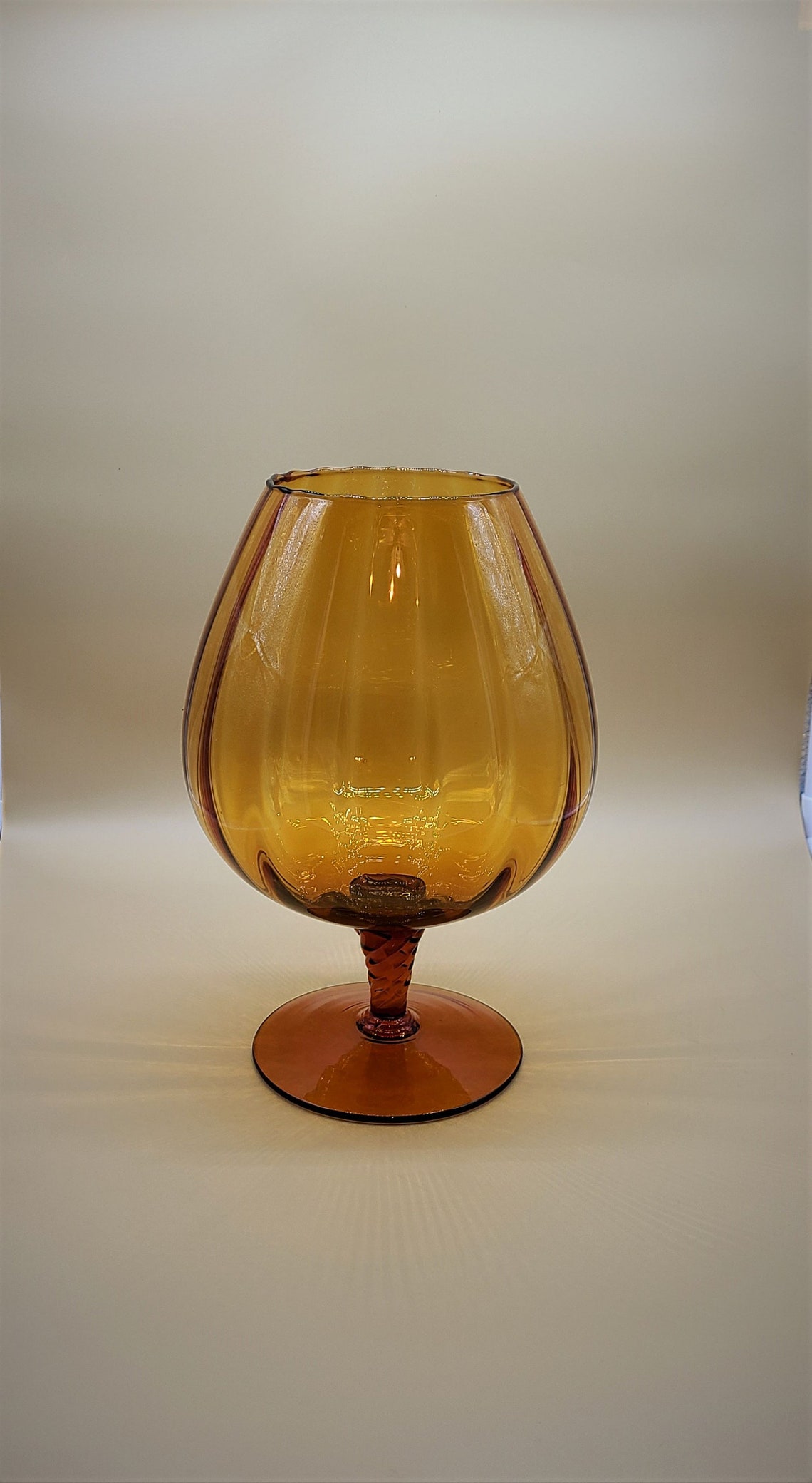 Vintage Amber Large Brandy Snifter Vertical Optic Bar Decor Etsy