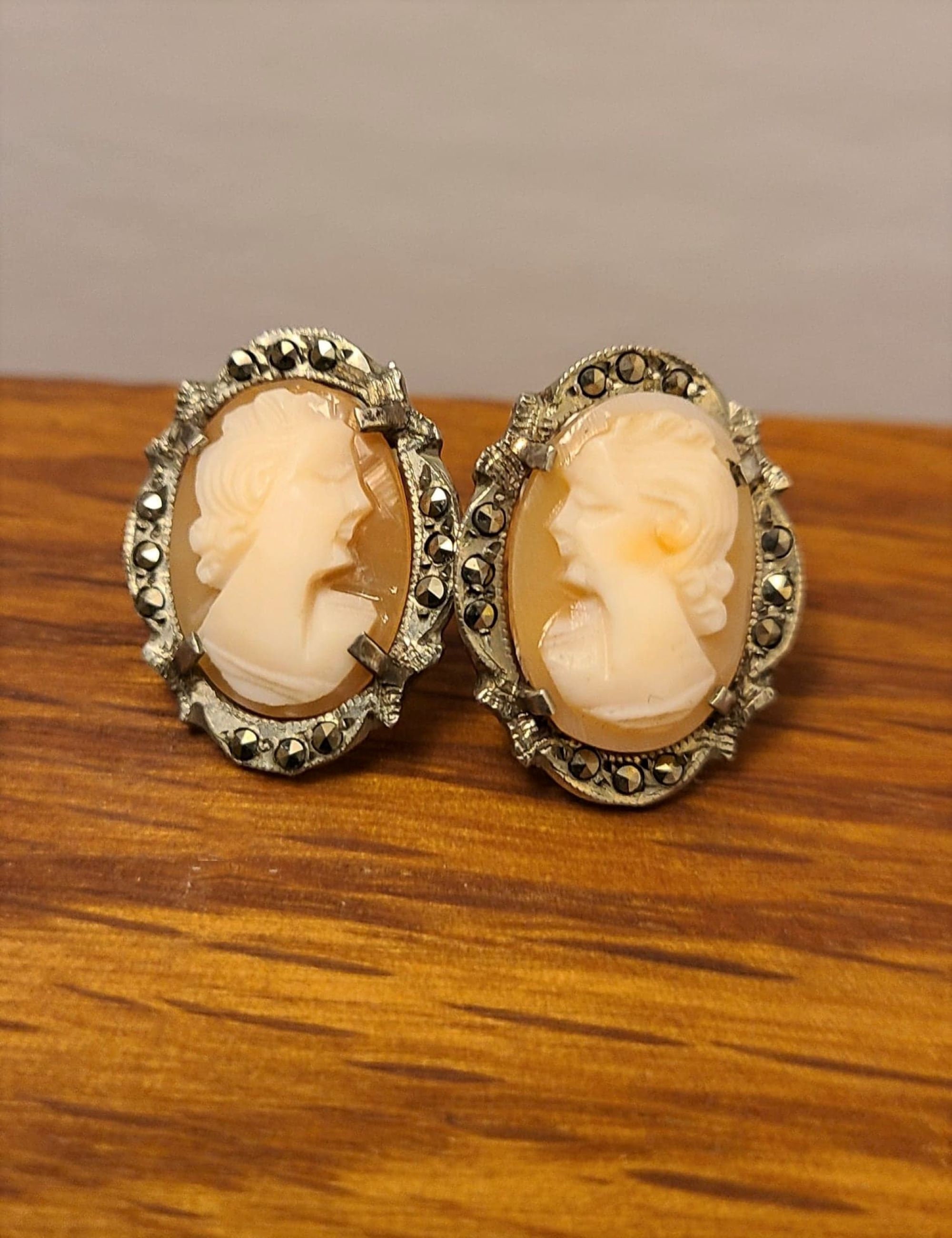 Boucles d'oreilles art déco années 30 - marcassites - modèle Stone 
