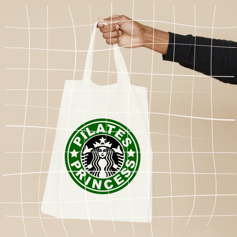 May include: White tote bag with a green and black logo that says "Pilates Princess" in a circle.