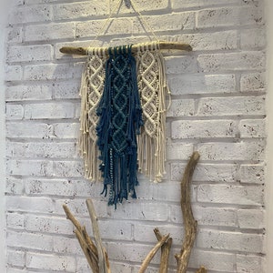 Emerald green macrame wall hanging. Ombre dyed wall decor