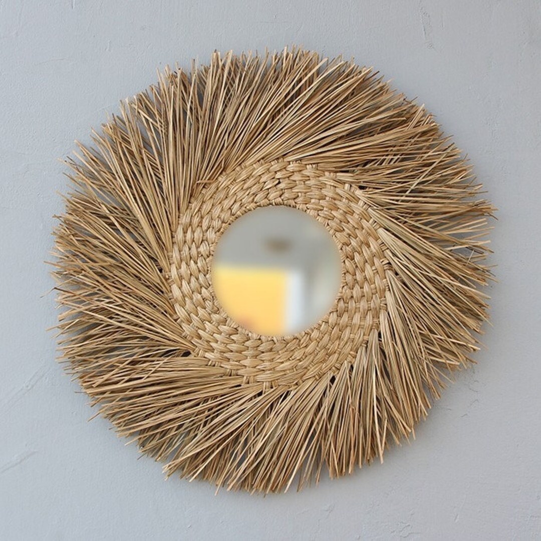 Large Seagrass Mirror. Wall Decor in Boho Style. Wicker Wall Decor ...