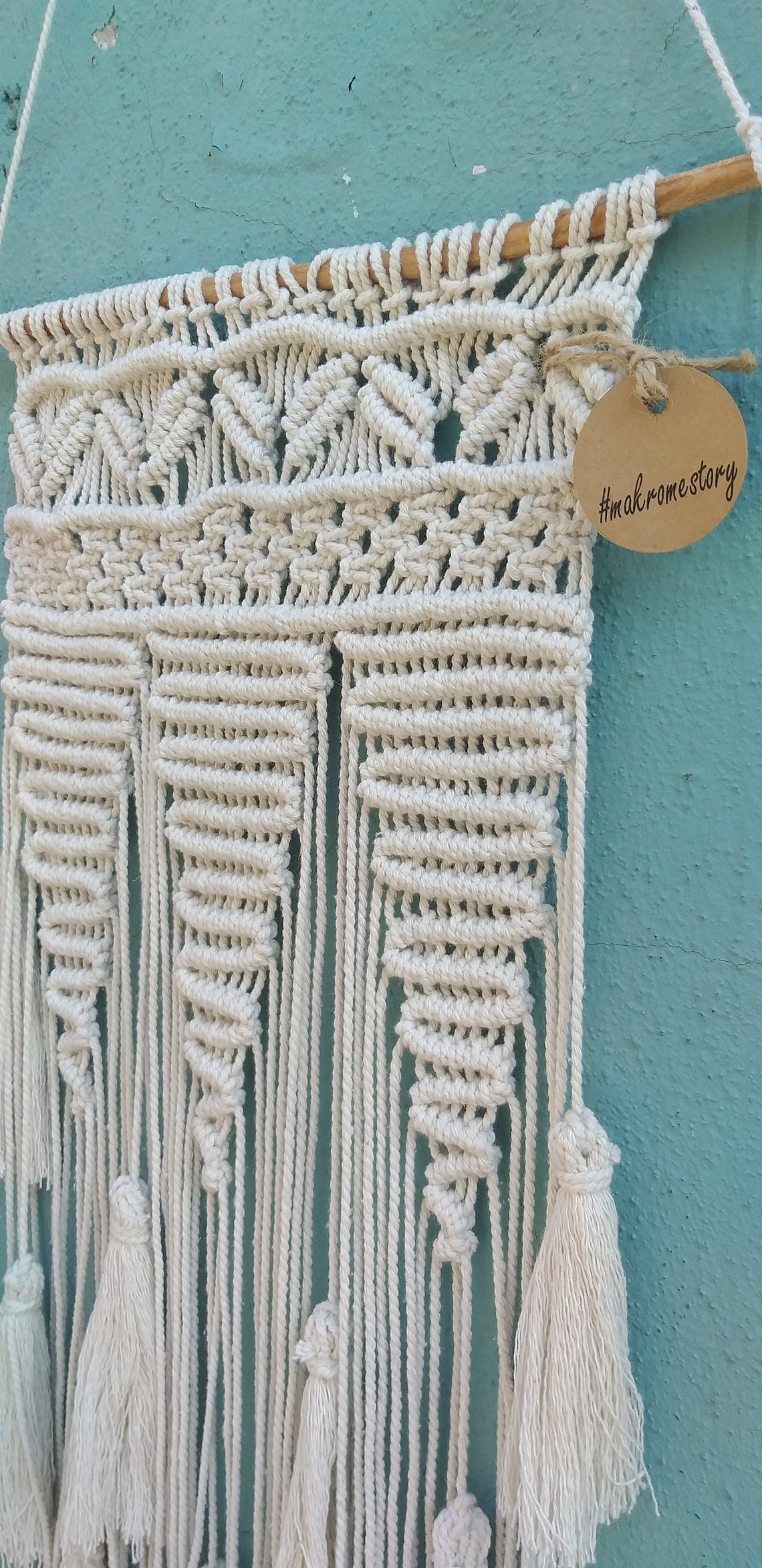 Long macramé wall hanging. Narrow macrame wall hanging. Etsy