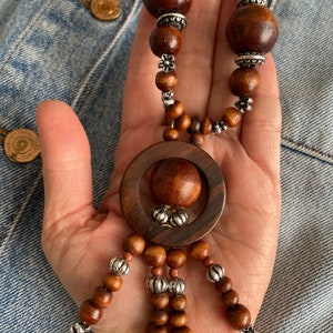 Brown wood bead necklace. Boho necklace. Festive boho style necklace