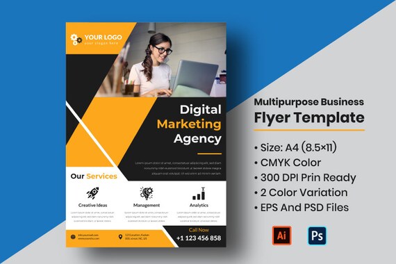 Printable Business Flyer Template Corporate Flyer Template Etsy