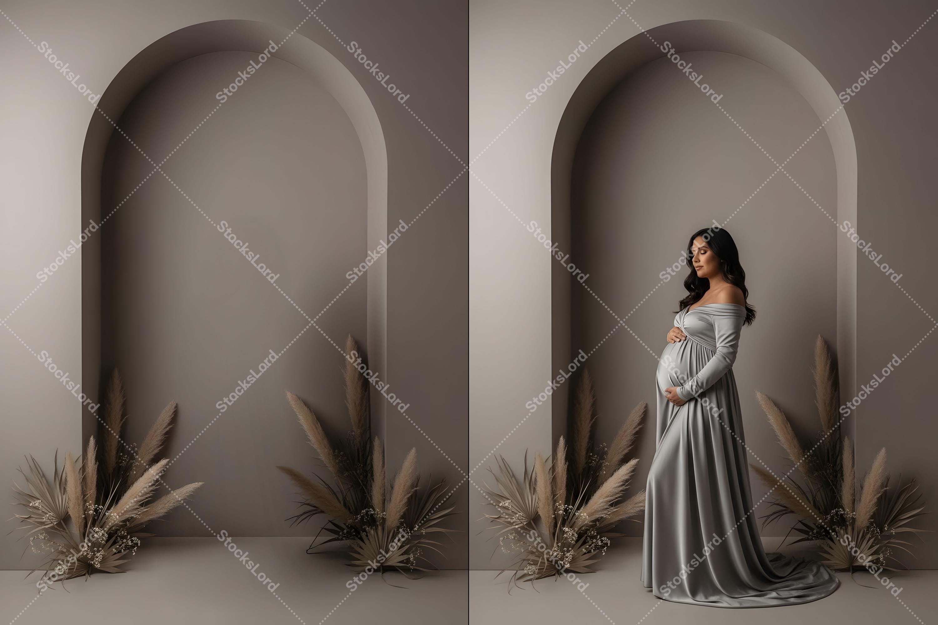 Maternity Digital Backdrop, Boho Arch Pregnancy Portrait Background ...