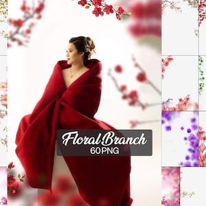 Best 60 Floral Branch Overlays PNG, Flower PNG Overlay, Maternity Overlays, Flower Branch PNG, Digital Backdrops