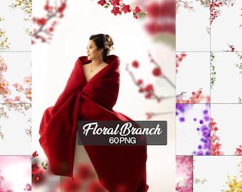 Best 60 Floral Branch Overlays PNG, Flower PNG Overlay, Maternity Overlays, Flower Branch PNG, Digital Backdrops