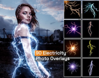 90 superpositions de photos sur la foudre et l'électricité, orage réaliste, superposition Photoshop