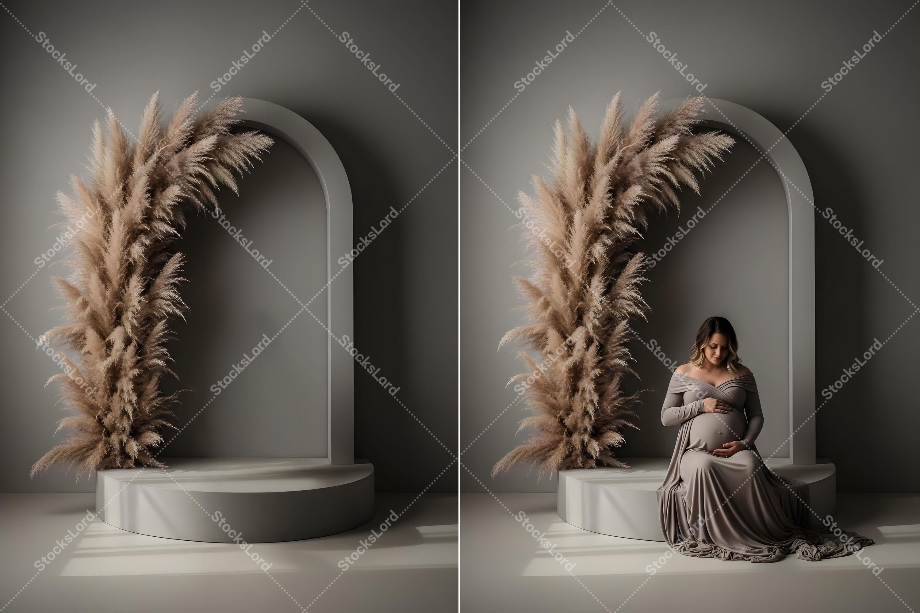Maternity Digital Backdrop, Boho Arch Pregnancy Portrait Background ...