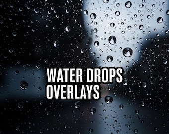 Wassertropfen PNG Overlays und Wet Glass Overlay Effekt (PNG & JPG, Digital Download)