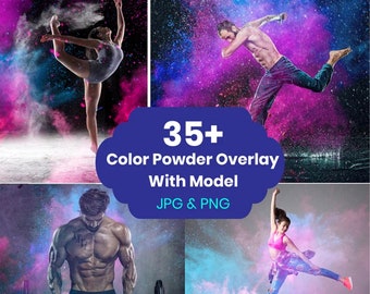 Colorful Holi Powder Photo Overlays, Splashes, Clouds (Digital Download)