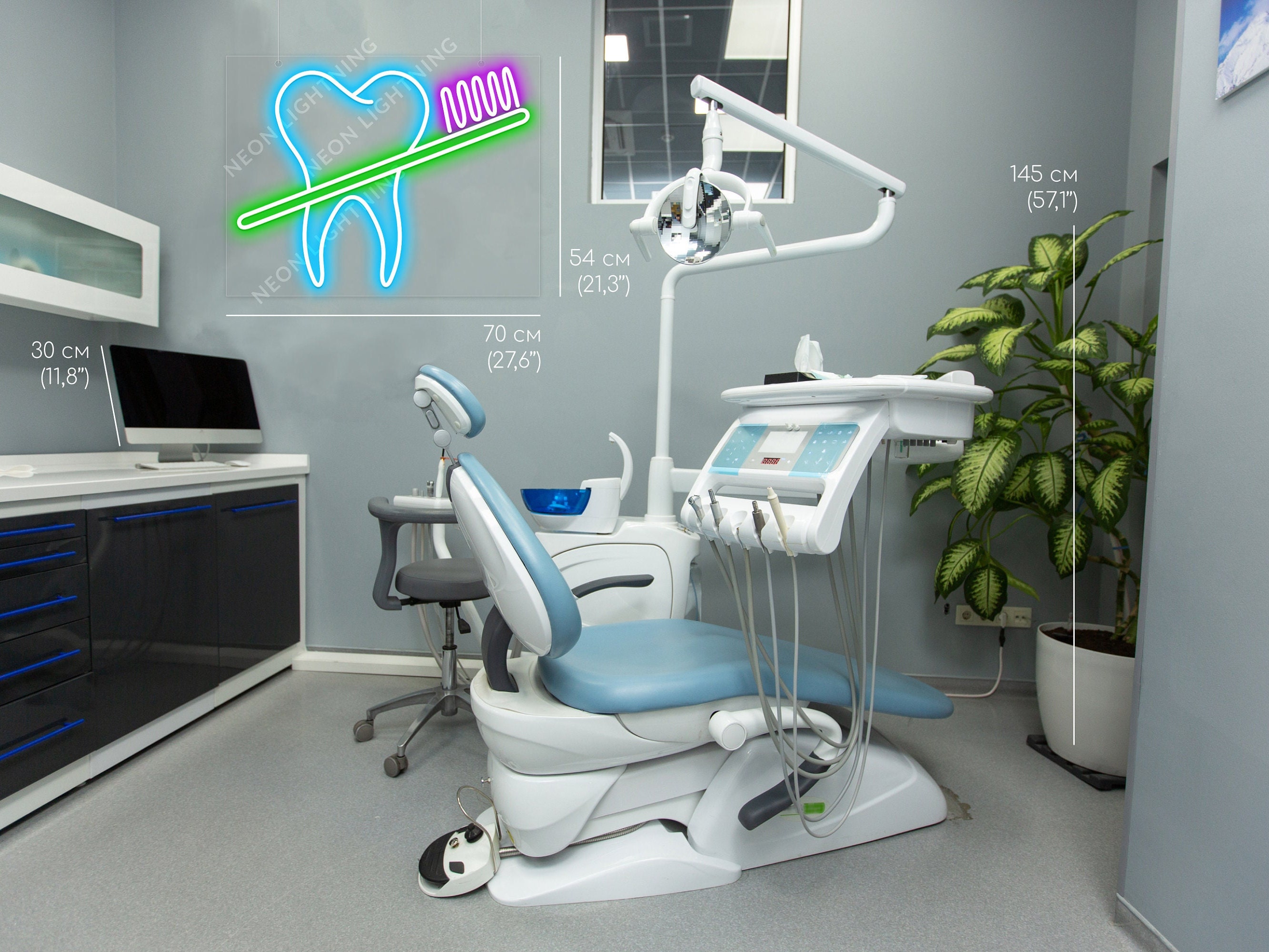Zahn Neon Schild, starke Zahn wirft Hantel geführt Neon, Zahn mit Klammern  LED Licht, Zahnarzt Licht Wand Dekor, Zahn Klinik Zeichen - .de
