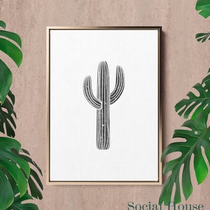 Cactus Print Black and White Cactus Printable Wall Art Southwestern Art Desert Print Digital Download Boho Print Abstract Print Line Art