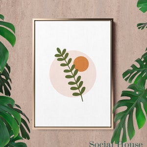 Boho Sun Print Abstract Sun Wall Art Botanical Print Minimalist Printable Wall Art Eucalyptus Leaf Print Sunset Digital Download Boho Print