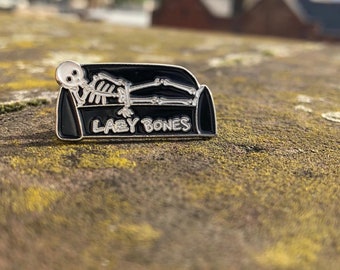 Lazy Bones Enamel Pin | Skeleton