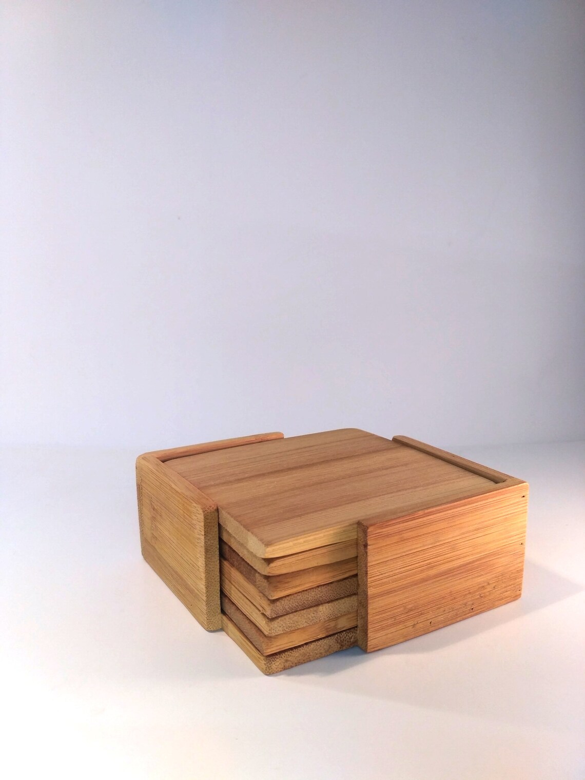 Wooden Coaster Holder with 6 Coasters Set 6 wooden Coasters Etsy