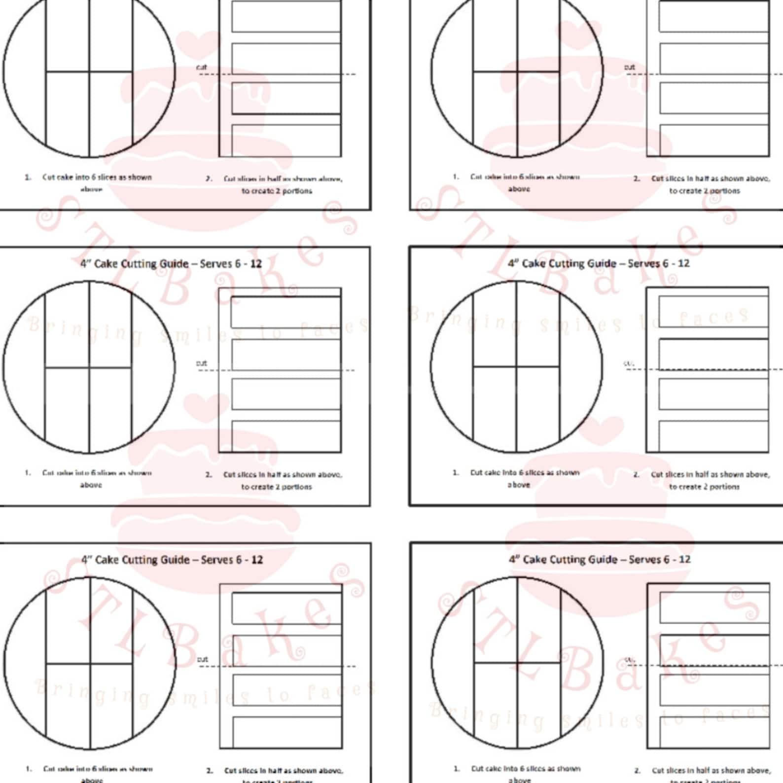Cake Cutting Guide Template 2 Etsy Cake Cutting Guide Template 2 Etsy