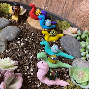 Garden Snail  | Fairy Garden Décor | Garden Accents | Miniature Snails | Planter Accents | Succulent Garden Accents