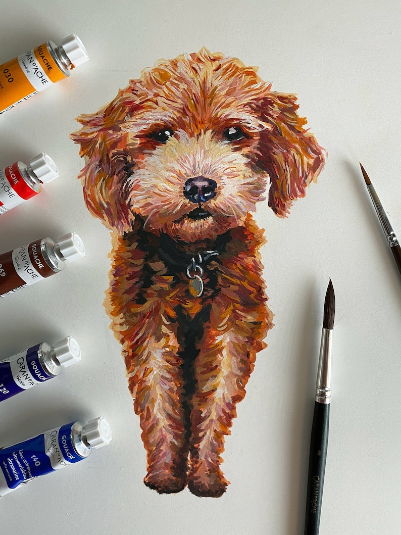 Custom Pet Portrait, Pet Gift, Hand Painted, Pet Memorial, Dog Lover Gift, Wall Art, Personalized Pet, Home Decor, Pet Illustration image 2
