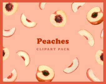 Peach Theme Watercolor Clipart PNG - Peach Aesthetic Party, Hand Painted - Downloadable Assets (Commercial Use)