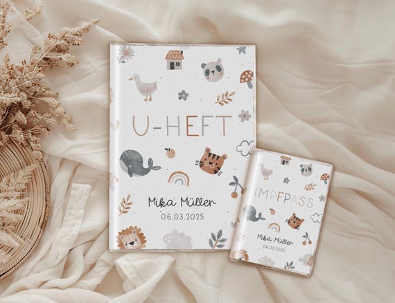 Personalisierte U-Heft & Impfpass Hülle | Geschenk zur Geburt | U-Hefthülle neutral | Lovely Creatures