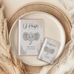 U-Heft & Impfpass "Little Elephant" 3-teilige Hülle mit extra Fach für Impfpass und Krankenkassenkarte.