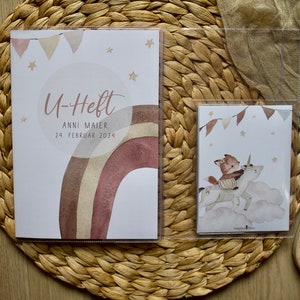 U-Heft & Impfpass "Dreamy little Unicorn" 3-teilige Hülle mit extra Fach für Impfpass und Krankenkassenkarte.