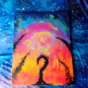 Tipper in Space Galaxy Texas Eclipse Trippy Blacklight/UV Reactive Canvas Painting