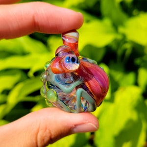 Tropical Tree Frog Frit Handblown Wearable Glass Pendant- One of a kind piece