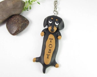 Dog Keychain custom Dachshund keychain for women dog key chain Dachshund gift personalized gift for men dog polymer clay keychain for men