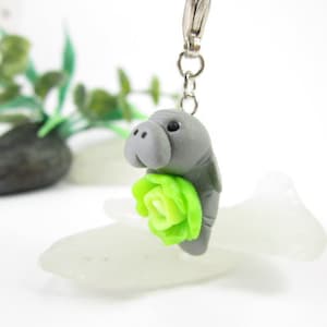 Manatee Stitch markers progress keeper lettuce polymer clay manatee gifts charms gift for knitters, animal, charm, knitting crochet marker