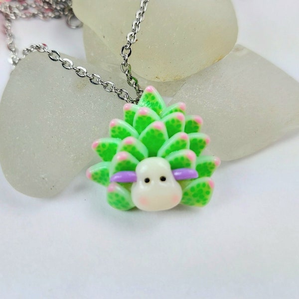 Sea slug necklace nudibranch art glow in the dark cute polymer clay charm sea leaf Shaun the sheep cute marine life biology diver ocean art