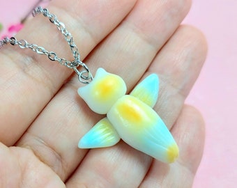 Sea angel necklace ocean jewelry beach collection outdoor polymer clay charm gift for her women glow in the dark totem Science teacher gift