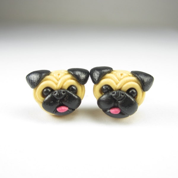 Pug Earrings Stud Post - pug jewelry, pug earrings, dog jewelry miniature animal, dog earrings pug life, pug gift dog lover gifts fawn