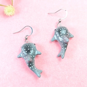 Whale shark earrings cute unique polymer clay charm sea ocean marine diver gift for her women men whaleshark earrings animal scuba surfer