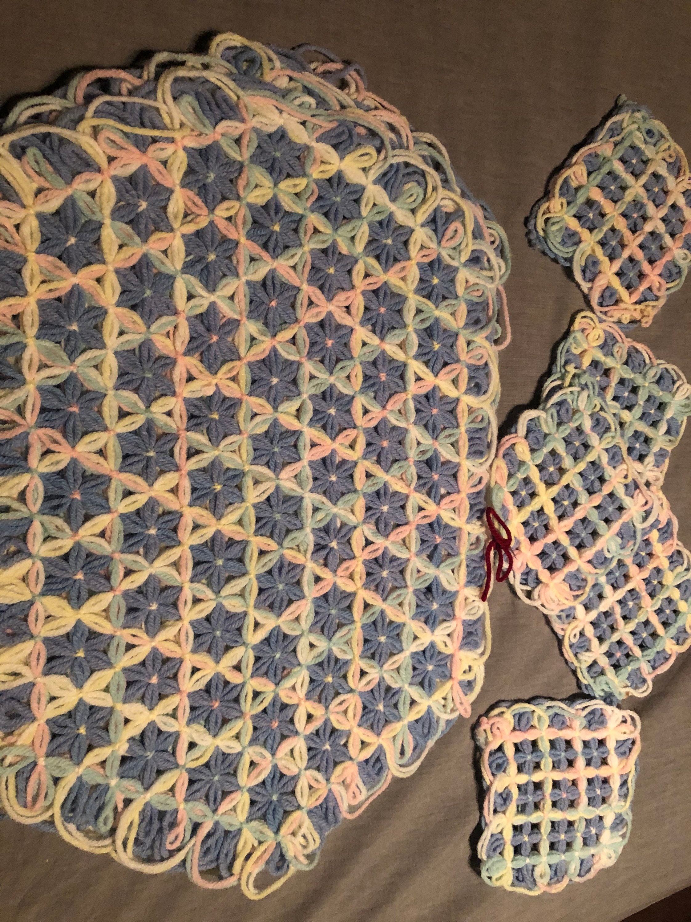 Handmade Yarn Loom Placemats Set of 5 and 5 Potholders Etsy