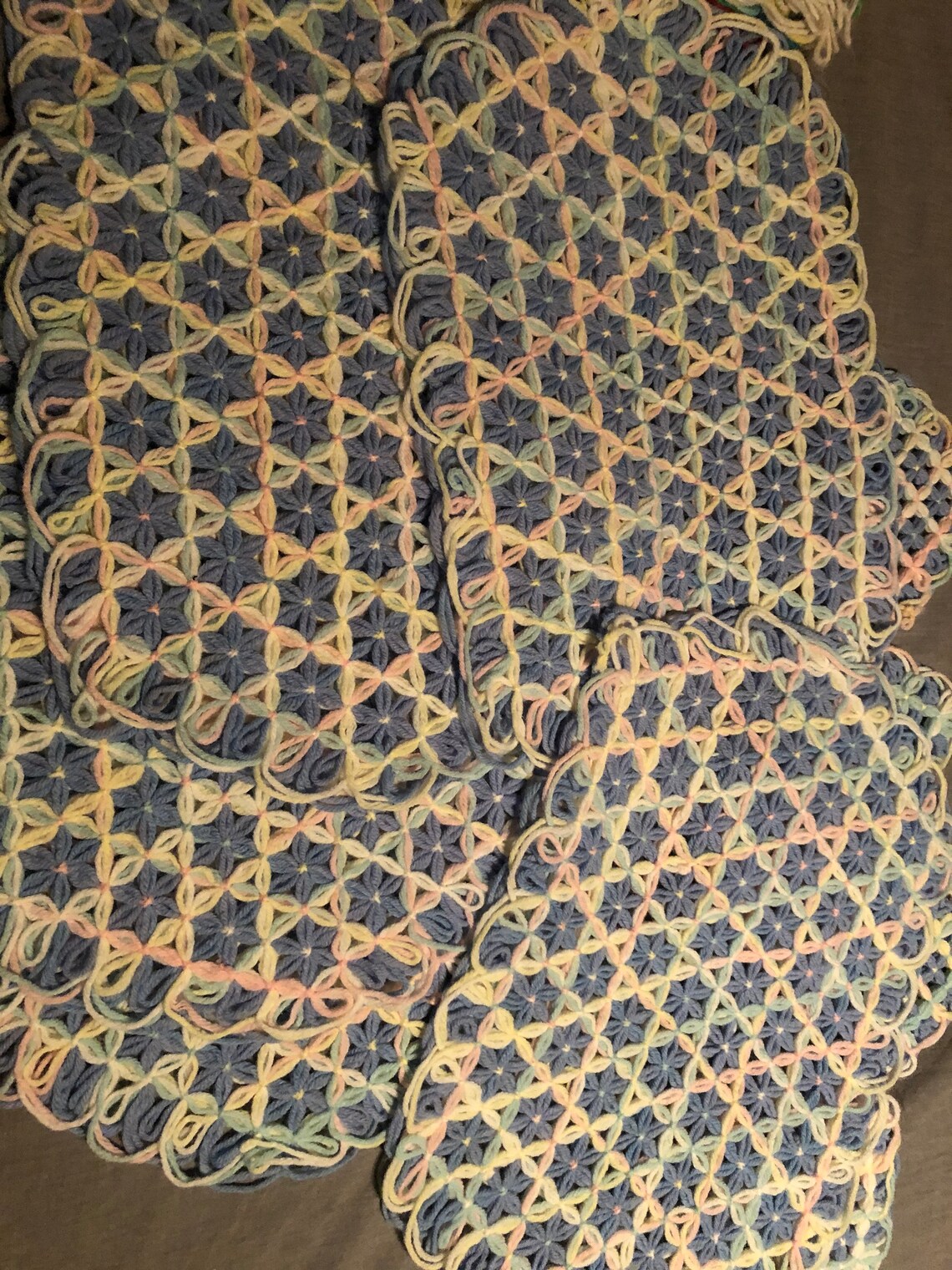 Handmade Yarn Loom Placemats Set of 5 and 5 Potholders Etsy