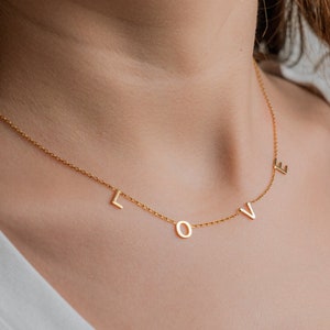 14K initial Necklace Gold Necklace 14K Solid Gold Initial Necklace image 2