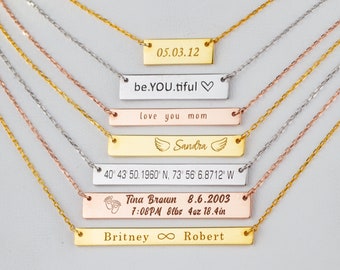 Custom Bar Necklace: Personalized Name Plate