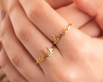Personalized Sterling Silver Name Ring: Stackable Custom Jewelry