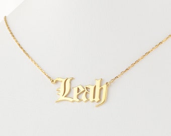 Ancien nom anglais, ancienne lettre anglaise, ancienne police anglaise, collier de nom ancien anglais personnalisé, ancien collier de nom de police anglaise, collier gothique