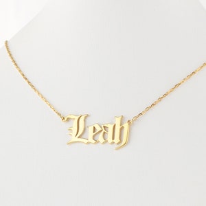 Custom Old English Name Necklace: Sterling Silver Gothic Font