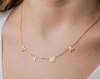 14K Solid Gold Initial Necklace: Personalized Letter Charm