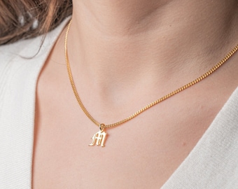 Gothic Initial Necklace: Sterling Silver Old English Letter Pendant