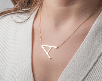 Best friend gifts, Large Letter Necklace, large initial letter necklace, Big Initial Necklace, Gold Letter Necklace, Personalized Necklace