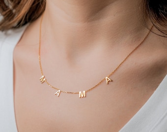 14K initial Necklace - Gold Necklace  - 14K Solid Gold Initial Necklace